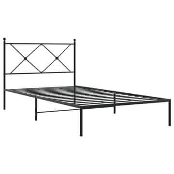 Vidaxl Kovinski posteljni okvir z vzglavjem črn 100x190 cm