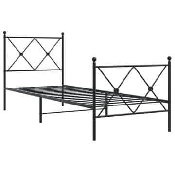 Vidaxl Kovinski posteljni okvir z vzglavjem in vznožjem črn 80x200 cm