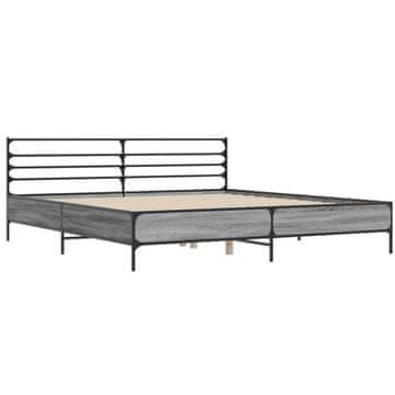 Vidaxl Posteljni okvir siva sonoma 200x200 cm inž. les in kovina