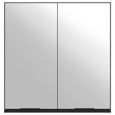 Vidaxl Kopalniška omarica z ogledalom črna 64x20x67 cm