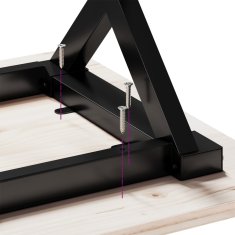 Vidaxl Klubska mizica X okvir 160x40x45,5cm trdna borovina jeklo