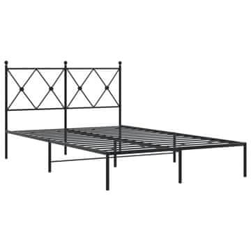 Vidaxl Kovinski posteljni okvir z vzglavjem črn 120x190 cm