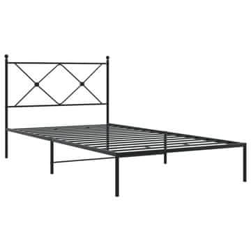 Vidaxl Kovinski posteljni okvir z vzglavjem črn 107x203 cm