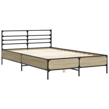 Vidaxl Posteljni okvir sonoma hrast 120x190 cm inž. les in kovina