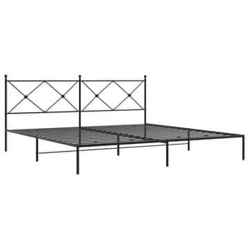 Vidaxl Kovinski posteljni okvir z vzglavjem črn 193x203 cm