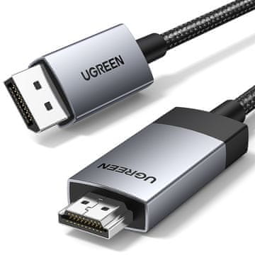 shumee Pleteni kabel DisplayPort - HDMI 4K 60Hz, 1 m, siv