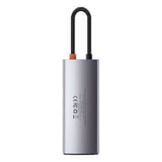 BASEUS 5v1 večfunkcijski HUB USB-C PD 100W HDMI 4K 3x USB 3.2 siv