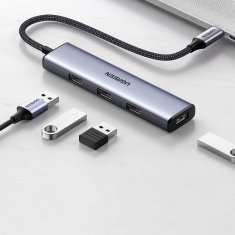 Ugreen Razdelilnik HUB USB-C na 4x USB 3.2 srebrn