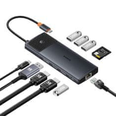 BASEUS 11w1 HUB adapter USB-C USB-A / PD / HDMI / DP / RJ-45 / SD / TF czarny