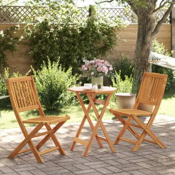 Vidaxl vidaXL 3-delni zložljivi bistro set iz masivnega akacijevega lesa