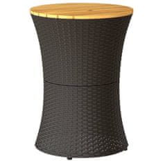 Vidaxl Vrtna mizica v obliki bobna črn poli ratan in trden les