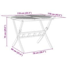 Vidaxl Zložljiva vrtna miza Ø110x75 cm trden akacijev les