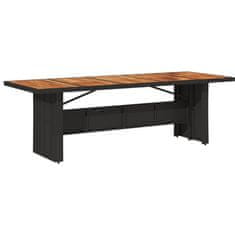Vidaxl Vrtna miza z leseno akacijevo ploščo črna 240x90x75 cm PE ratan