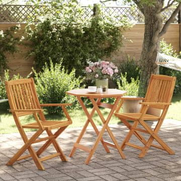 Vidaxl vidaXL 3-delni zložljivi bistro set iz masivnega akacijevega lesa