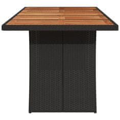 Vidaxl Vrtna miza z leseno akacijevo ploščo črna 240x90x75 cm PE ratan
