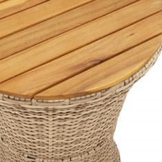 Vidaxl Vrtna mizica v obliki bobna bež poli ratan in trden les