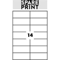 SPARE PRINT PREMIUM Samolepilne etikete bele barve, 100 listov A4 v škatli (1 list/14x etiketa 105x42,3 mm)