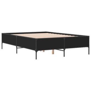 Vidaxl Posteljni okvir črn 140x190 cm inženirski les in kovina