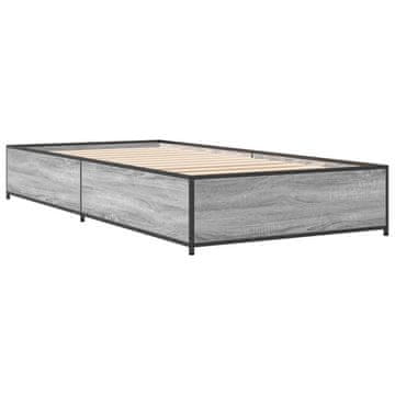 Vidaxl Posteljni okvir siva sonoma 90x190 cm inženirski les in kovina