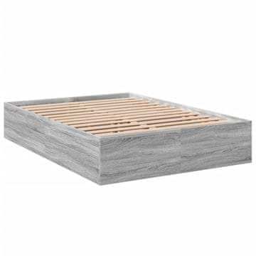 Vidaxl Posteljni okvir siva sonoma 135x190 cm inženirski les
