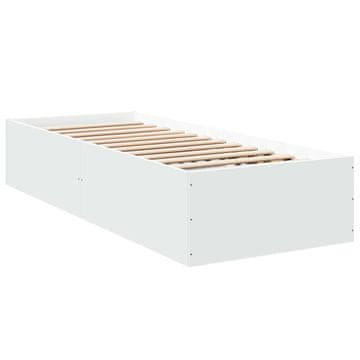 Vidaxl Posteljni okvir bel 75x190 cm inženirski les