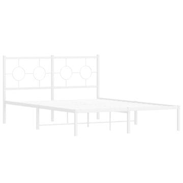 Vidaxl Kovinski posteljni okvir z vzglavjem bel 140x200 cm