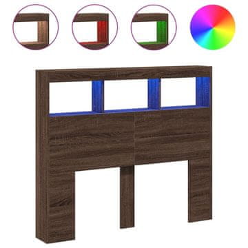 Vidaxl Omarica za vzglavje postelje LED rjavi hrast 120x17x102 cm