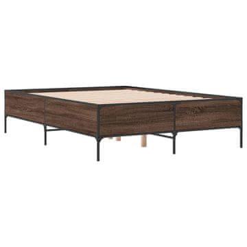 Vidaxl Posteljni okvir rjav hrast 120x200 cm inženirski les in kovina