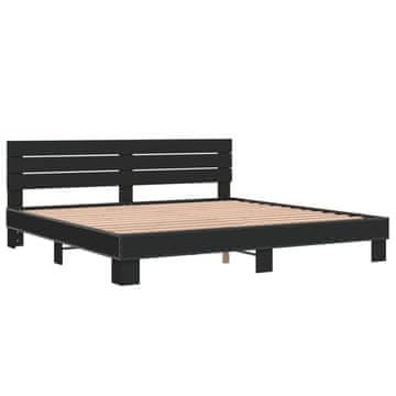 Vidaxl Posteljni okvir črn 200x200 cm inženirski les in kovina