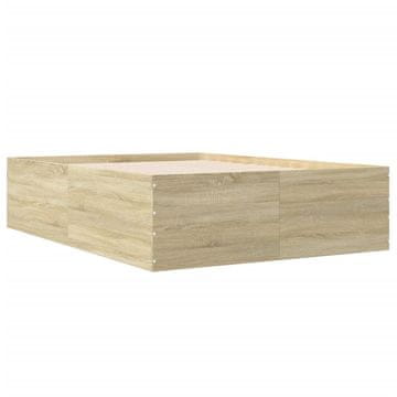 Vidaxl Posteljni okvir sonoma hrast 135x190 cm inženirski les