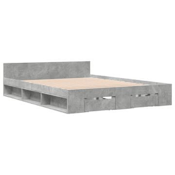 Vidaxl Posteljni okvir s predali betonsko siv 140x200cm inženirski les