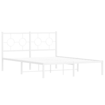 Vidaxl Kovinski posteljni okvir z vzglavjem bel 135x190 cm