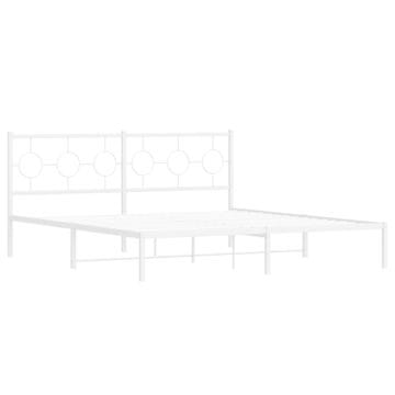 Vidaxl Kovinski posteljni okvir z vzglavjem bel 183x213 cm
