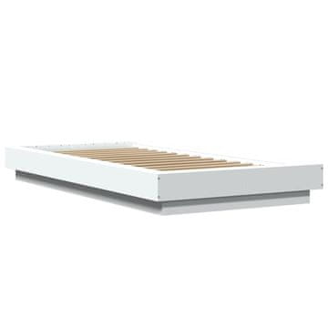 Vidaxl Posteljni okvir z LED lučkami bel 90x200 cm inženirski les
