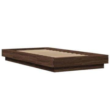 Vidaxl Posteljni okvir z LED lučkami rjavi hrast 90x190 cm inž. les