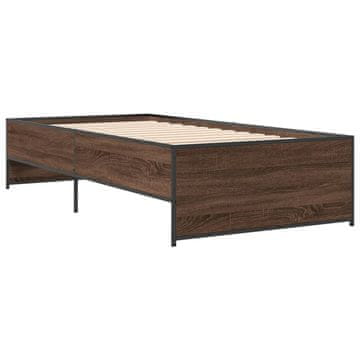 Vidaxl Posteljni okvir rjav hrast 90x190 cm inženirski les in kovina