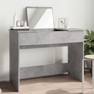 Vidaxl vidaXL Toaletna mizica z ogledalom, betonsko siva, 100x45x76 cm