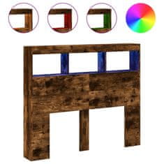 Vidaxl Omarica za vzglavje postelje LED dimljeni hrast 120x17x102 cm