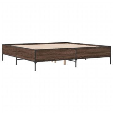 Vidaxl Posteljni okvir rjav hrast 180x200 cm inženirski les in kovina