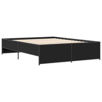 Vidaxl Posteljni okvir črn 150x200 cm inženirski les in kovina