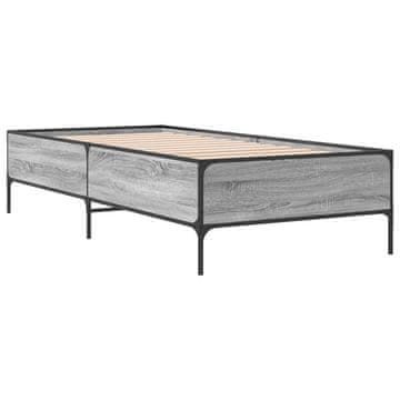 Vidaxl Posteljni okvir siva sonoma 90x200 cm inženirski les in kovina