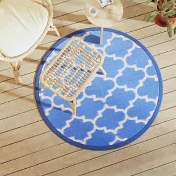 shumee Zunanja preproga modra Ø120 cm PP