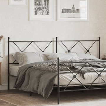 Vidaxl vidaXL Kovinsko vzglavje, črno, 180 cm