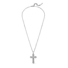 Police Moška jeklena ogrlica križ s kamnitimi kristali PEAGN0036501