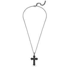 Police Moška jeklena ogrlica križ s kamnitimi kristali PEAGN0036502