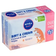 Nivea Baby Soft & Cream čistilni in negovalni robčki 2 x 57 kos