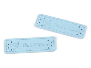 Znak / okrasek / aplikacija iz eko usnja Ročno izdelan 15x50 mm - modra (50 kosov)