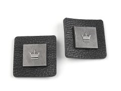 Okrasna aplikacija / aplikacija krona 30x30 mm na oblačila - črna (2 kosa)