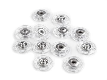 Oblikovanje zaskočki / gumbi Ø 18; 20; 25 mm - (18 mm) prozoren nikelj (6 parov)