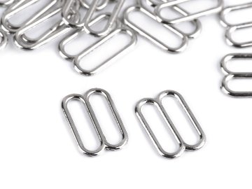 12 mm širok kovinski potisnik za vrvice za oblačila / metuljčke - nikelj (100 kosov)